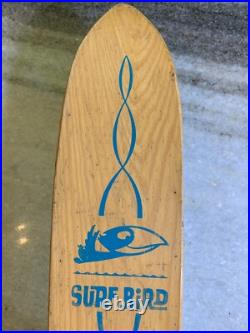 Rare Vintage Wood Wooden Skateboard Metal Wheels SurfBird Surf Bird Surfboard