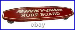 Rinky Dink Surf Board Vintage Metal Steel Wheels Skateboard Wood Wooden