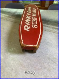 Rinky Dink Surf Board Vintage Metal Steel Wheels Skateboard Wood Wooden