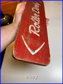 Roller Derby Surf Board Vintage Steel Metal Wheels Skateboard Wood Illinois