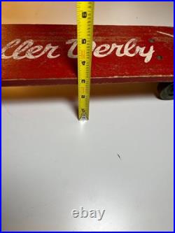 Roller Derby Surf Board Vintage Steel Metal Wheels Skateboard Wood Illinois