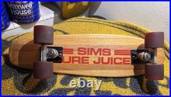 SIMS Pure Juice Vintage 70s Skateboard OAK Deck SIMS COMP WHEELS BENNETT TRUCKS