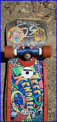 Santa Cruz Jeff Kendall Graffiti Black Skateboard Vintage 80s Tracker trucks
