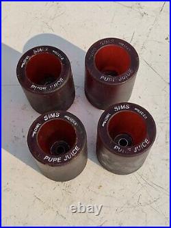 Set of 4 Vintage 1970's SIMS Pure Juice Bowl Riders Dark Red Skateboard Wheels