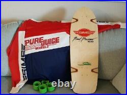 Sims skateboard vintage Brad Bowman + pure juice conical wheels + team shirt