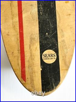 Skateboard Sears & Roebuck Hot Dog Wooden 1965 Red Clay Wheels Sidewalk Surfer