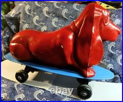 Skateboarding Basset Hound Found Object Art Dog Sculpture Store Display Hang Ten Skateboarding Basset Hound Found Object Art Dog Sculpture Store Display Hang Ten