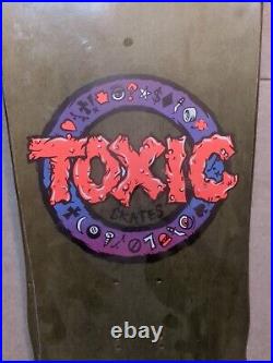 Toxic Denny Riordon skateboard deck Rare Green/Yellow Colorway In Plastic