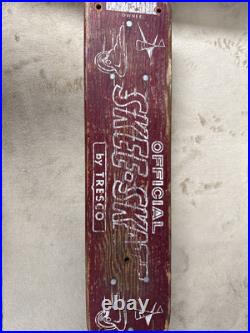 VINTAGE OFFICIAL SKEE SKATE BY TRESCO WOODEN SKATEBOARD With METAL WHEELS 18 3/4