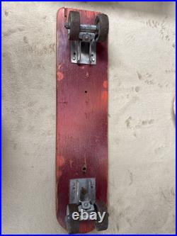 VINTAGE OFFICIAL SKEE SKATE BY TRESCO WOODEN SKATEBOARD With METAL WHEELS 18 3/4