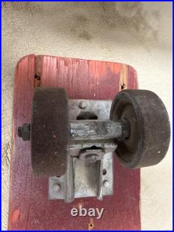 VINTAGE OFFICIAL SKEE SKATE BY TRESCO WOODEN SKATEBOARD With METAL WHEELS 18 3/4