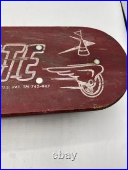 VINTAGE OFFICIAL SKEE SKATE BY TRESCO WOODEN SKATEBOARD With METAL WHEELS 18 3/4