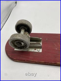 VINTAGE OFFICIAL SKEE SKATE BY TRESCO WOODEN SKATEBOARD With METAL WHEELS 18 3/4