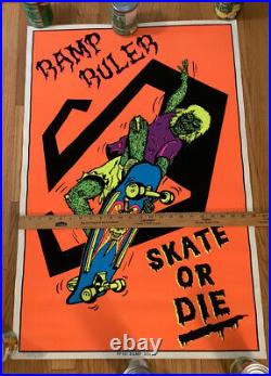VINTAGE SKATEBOARD POSTER 1986 Skate or Die Ramp Ruler PF161 Hawk Margera NM