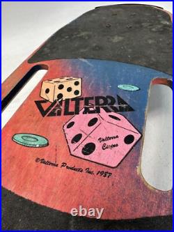 VINTAGE SKATEBOARD VALTERRA 1980's Skeleton Bones High Roller Dice Pink 1987