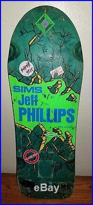 VINTAGE SUPER RARE 1ST SERIES 1980s SIMS JEFF PHILLIPS BREAK OUT SKATEBOARD DECK