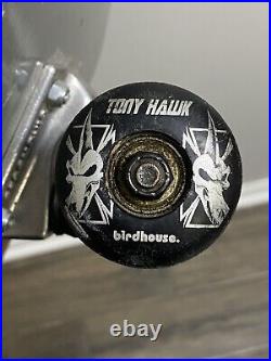 VTG 2001 Birdhouse Tony Hawk Skateboard Deck Skate Rare Silver OG Trucks Wheels