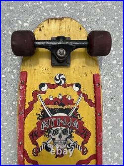 Very Rare Vintage Red Yellow Ninja Shredder Skull Swords Yin Yang 30 Skateboard