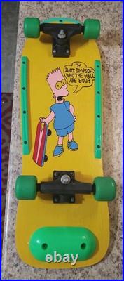 Vint Bart Simpson Skate Board Oldschool Skateboard The Simpsons Neon Green & YEL