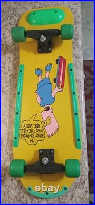 Vint Bart Simpson Skate Board Oldschool Skateboard The Simpsons Neon Green & YEL