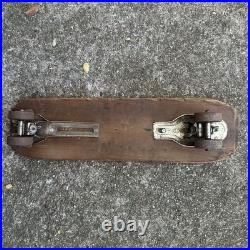 Vintage 1950s Wooden Sidewalk Surfboard Skateboard Metal Skate Wheels Handmade