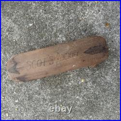 Vintage 1950s Wooden Sidewalk Surfboard Skateboard Metal Skate Wheels Handmade