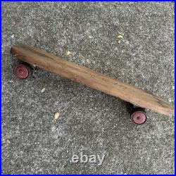 Vintage 1950s Wooden Sidewalk Surfboard Skateboard Metal Skate Wheels Handmade