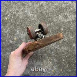 Vintage 1950s Wooden Sidewalk Surfboard Skateboard Metal Skate Wheels Handmade
