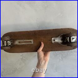 Vintage 1950s Wooden Sidewalk Surfboard Skateboard Metal Skate Wheels Handmade