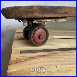 Vintage 1950s Wooden Sidewalk Surfboard Skateboard Metal Skate Wheels Handmade