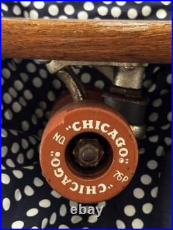 Vintage 1960's Chicago Roller Skate Company Skateboard Deck Trucks Clay Wheels