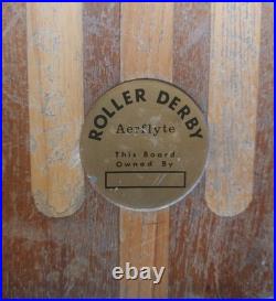 Vintage 1960's Roller Derby Aerflyte Skateboard With Wood Inlay Deck Vintage 1960's Roller Derby Aerflyte Skateboard With Wood Inlay Deck