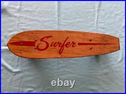 Vintage 1960's Surfer wooden skateboard with steel wheels 21.5 x 5.25