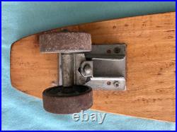 Vintage 1960's Surfer wooden skateboard with steel wheels 21.5 x 5.25