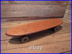 Vintage 1960's Wood Skateboard With Clay Wheels Wards Hawthorne