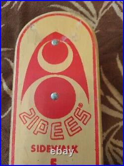 Vintage 1960's Zipees Wood Skateboard Sidewalk with Metal Wheels