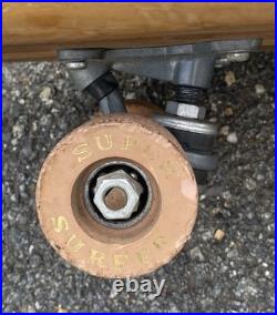 Vintage 1960s 60s Hobie Super Surfer 2-Tone Wooden Skateboard 29 With Clay Wheels