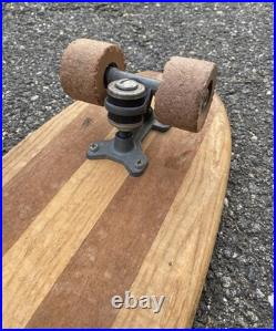 Vintage 1960s 60s Hobie Super Surfer 2-Tone Wooden Skateboard 29 With Clay Wheels