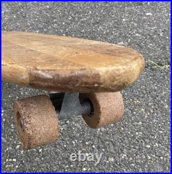 Vintage 1960s 60s Hobie Super Surfer 2-Tone Wooden Skateboard 29 With Clay Wheels