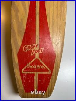 Vintage 1960s 60s Wood Wooden Skateboard GOOFY FOOT Fort Worth TEXAS Steel Wheel