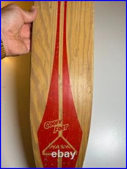 Vintage 1960s 60s Wood Wooden Skateboard GOOFY FOOT Fort Worth TEXAS Steel Wheel