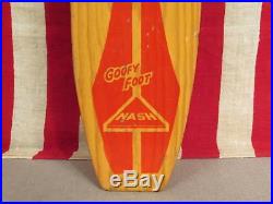 Vintage 1960s Nash Goofy Foot Wood Skateboard 23 Great Graphic Skate Surf Nice