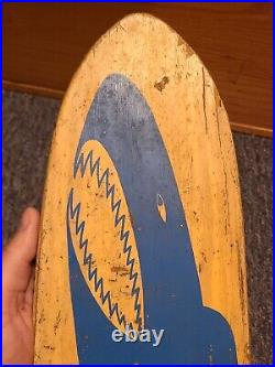 Vintage 1960s Nash Shark #1 22 Wood Sidewalk Skateboard with Metal Wheels Blue
