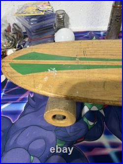 Vintage 1960s Nash Wood Goofy Foot Skateboard Green Print Rare 22 Surf Skate #7