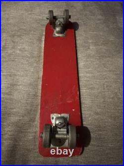 Vintage 1960s Red Roller Derby Wooden #10 Skateboard Metal Wheels 19x4.5