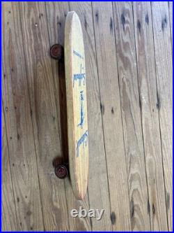 Vintage 1960s Sidewalk Surfboard By Champion Wooden Skateboard Blue Lettering