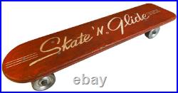 Vintage 1960s Skate'N Glide Skateboard Wooden Wood Steel Wheels Sidewalk Surfer