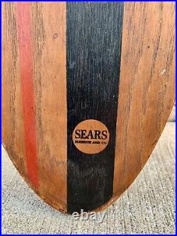 Vintage 1965 Sears Wood Hot Dog Sidewalk Surfer Skateboard with Clay Wheels