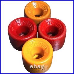Vintage 1970's Sims Snake Conical Skateboard Wheels Original In Yellow & Red