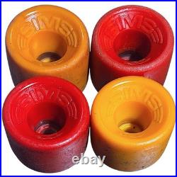 Vintage 1970's Sims Snake Conical Skateboard Wheels Original In Yellow & Red